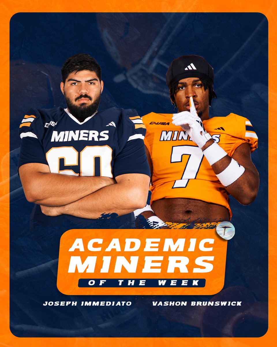 UTEP Football (@utepfb) on Twitter photo Congratulations to our ๐๐๐๐๐๐ฆ๐ข๐ ๐๐ข๐ง๐๐ซ๐ฌ ๐จ๐ ๐๐ก๐ ๐๐๐๐ค, Joseph Immediato and Vashon Brunswickโผ๏ธ
#PicksUp | #WinTheWest
<a href="/JosephImmediato/">Joseph Immediato</a> <a href="/v7shon/">Vashon Brunswick II</a> Congratulations to our ๐๐๐๐๐๐ฆ๐ข๐ ๐๐ข๐ง๐๐ซ๐ฌ ๐จ๐ ๐๐ก๐ ๐๐๐๐ค, Joseph Immediato and Vashon Brunswickโผ๏ธ
#PicksUp | #WinTheWest
<a href="/JosephImmediato/">Joseph Immediato</a> <a href="/v7shon/">Vashon Brunswick II</a>