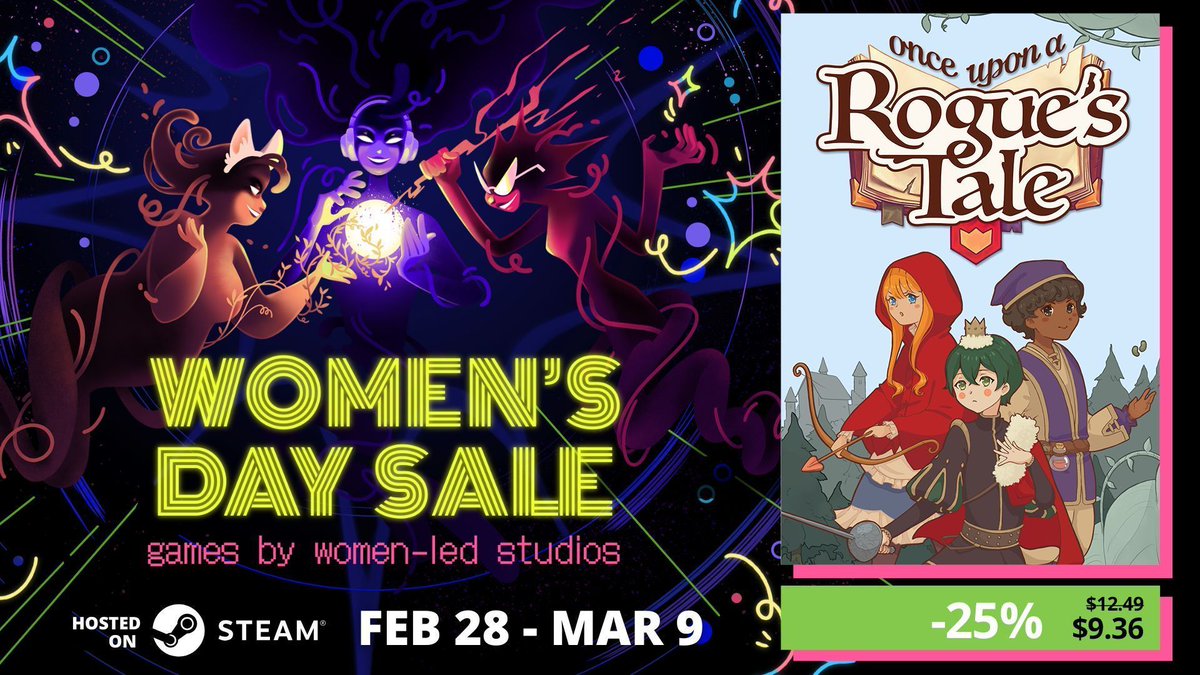 We're taking part in the #WomensDaySale by <a href="/wingsfundme/">WINGS</a> on Steam!

Don't miss the chance to get Once Upon a Rogue's Tale for 25% off! ✨