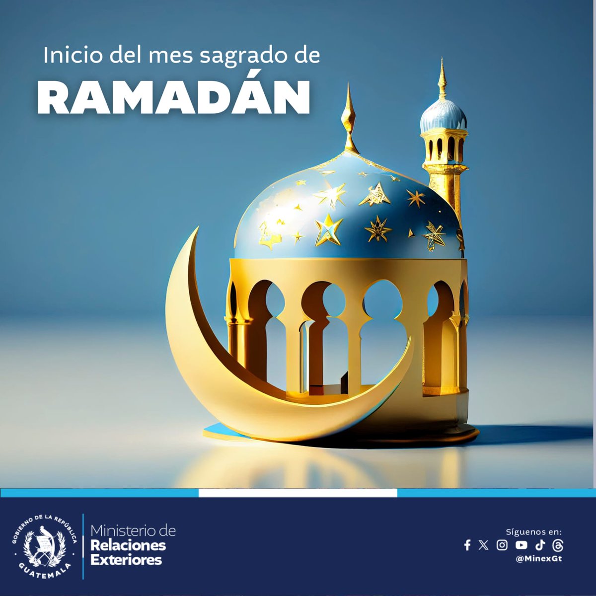 Guatemala desea a la comunidad musulmana en todo el mundo salud, prosperidad y bendiciones en este importante mes del calendario islámico. Que el Ramadán sea un tiempo de renovación y paz.