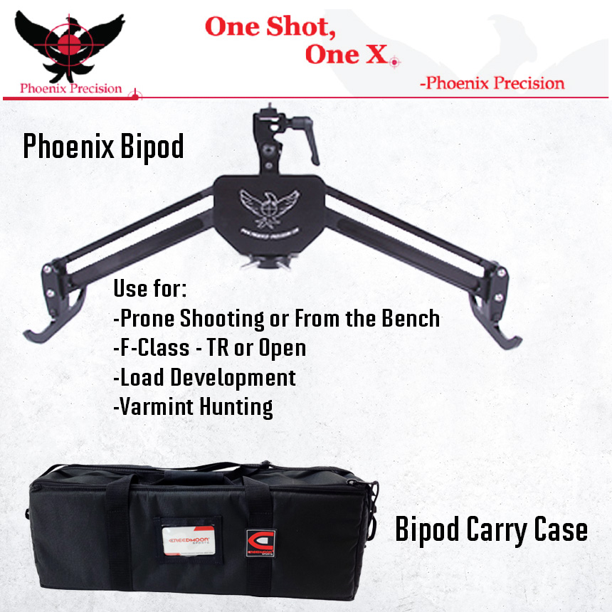 The Phoenix Precision Bi-Pod is the most advanced bipod available today. The only bipod to utilize a unique Worm Gear System which provides the smoothest and most positive height adjustment available. This drive system virtually eliminates "creep-down" and allows the shooters to