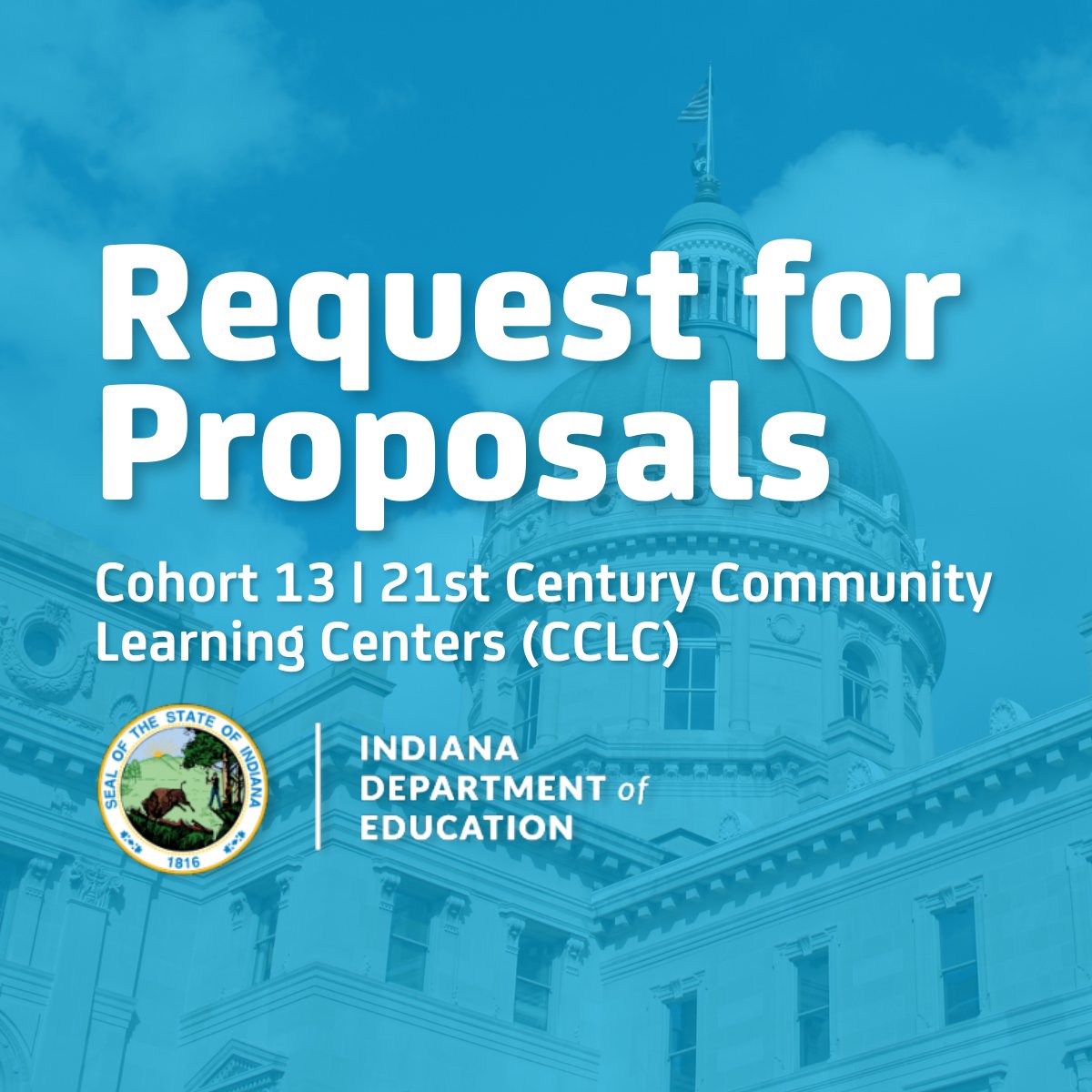 🚨 Request for Proposals for the 21st CCLC Cohort 13 is NOW LIVE! 

The 21st CCLC grant focuses on the development of OST programs across the state. Schools and community-based organizations are eligible to apply.

🔗 Learn more and apply by August 15: ow.ly/z3E650V8yPt