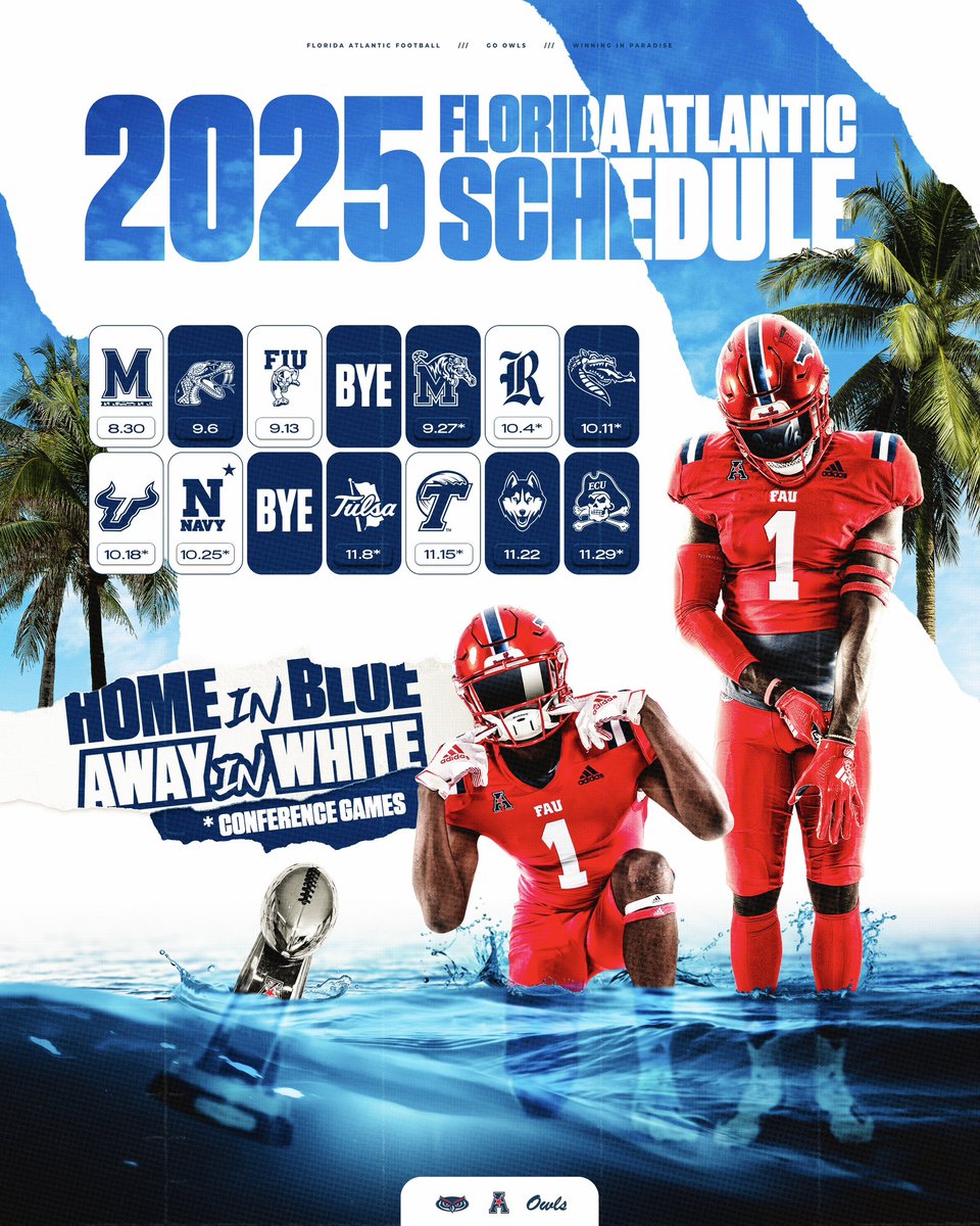 FAUFootball's tweet image. SCHEDULE DROP๐ฃ๏ธ
Our 2025 schedule is live!๐จ
#WIP๐๏ธ