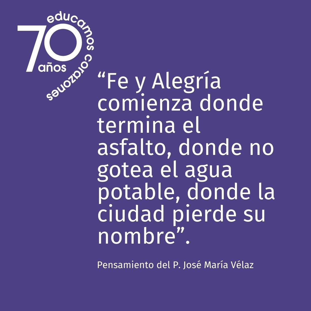 La historia de Fe y Alegría es una historia de amor, generosidad y perseverancia. Desde 1955, #EducamosCorazones y transformamos vidas. Hoy, #FeyAlegríaCumple70 años y nos comprometemos a seguir ofreciendo educación de calidad.