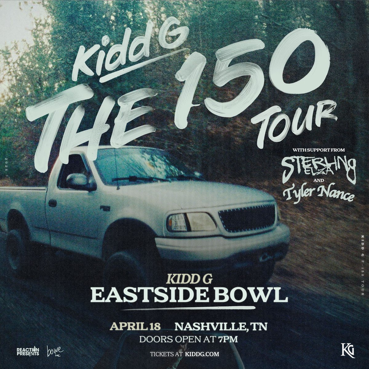 Bowe Inc. (@boweobrien) on Twitter photo NEW SHOW: Kidd G - The 150 Tour in Nashville Friday April 18th at Eastside Bowl w/ Sterling Elza & Tyler Nance! Tickets on sale NOW
🎫:: seetickets.us/event/kidd-g/6… NEW SHOW: Kidd G - The 150 Tour in Nashville Friday April 18th at Eastside Bowl w/ Sterling Elza & Tyler Nance! Tickets on sale NOW
🎫:: seetickets.us/event/kidd-g/6…