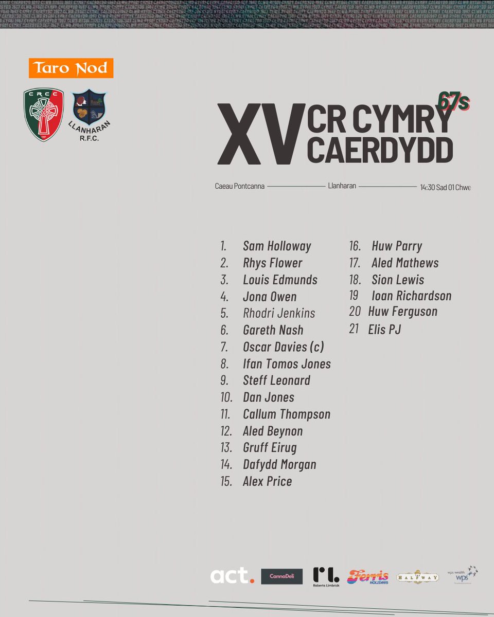 🔥 Cyhoeddiad Carfan 🔥 

1af yn erbyn 2ail yn y gynghrair yw hi i’r tîm cyntaf. Gyda bws yn gadael caffi castan am 12:00 yfory i gefnogi’r bois. 

Gêm gyfeillgar i’r 67. Llanharan sy’n ymweld Caeau Pontcana. 

#BRAINT