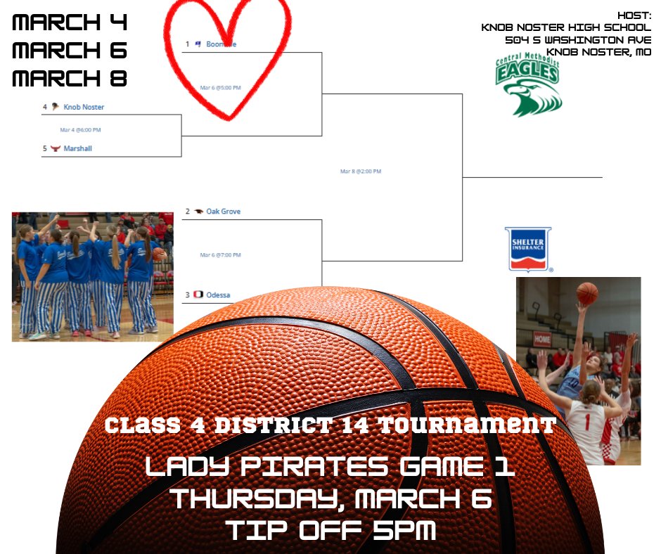 G🏀🏀D LUCK to #1 seed, <a href="/LadyPirateBall/">Boonville Lady Pirates Basketball</a> as they begin district play in Knob Noster on Thursday evening at 5pm!  The Lady Pirates will take on either #4 seed Knob or #5 seed Marshall (TBD 3/4/25).  Leave it all on the court, Lady Pirates!  Get Loud. Be Proud. <a href="/Isabella_imhoff/">Isabella</a>