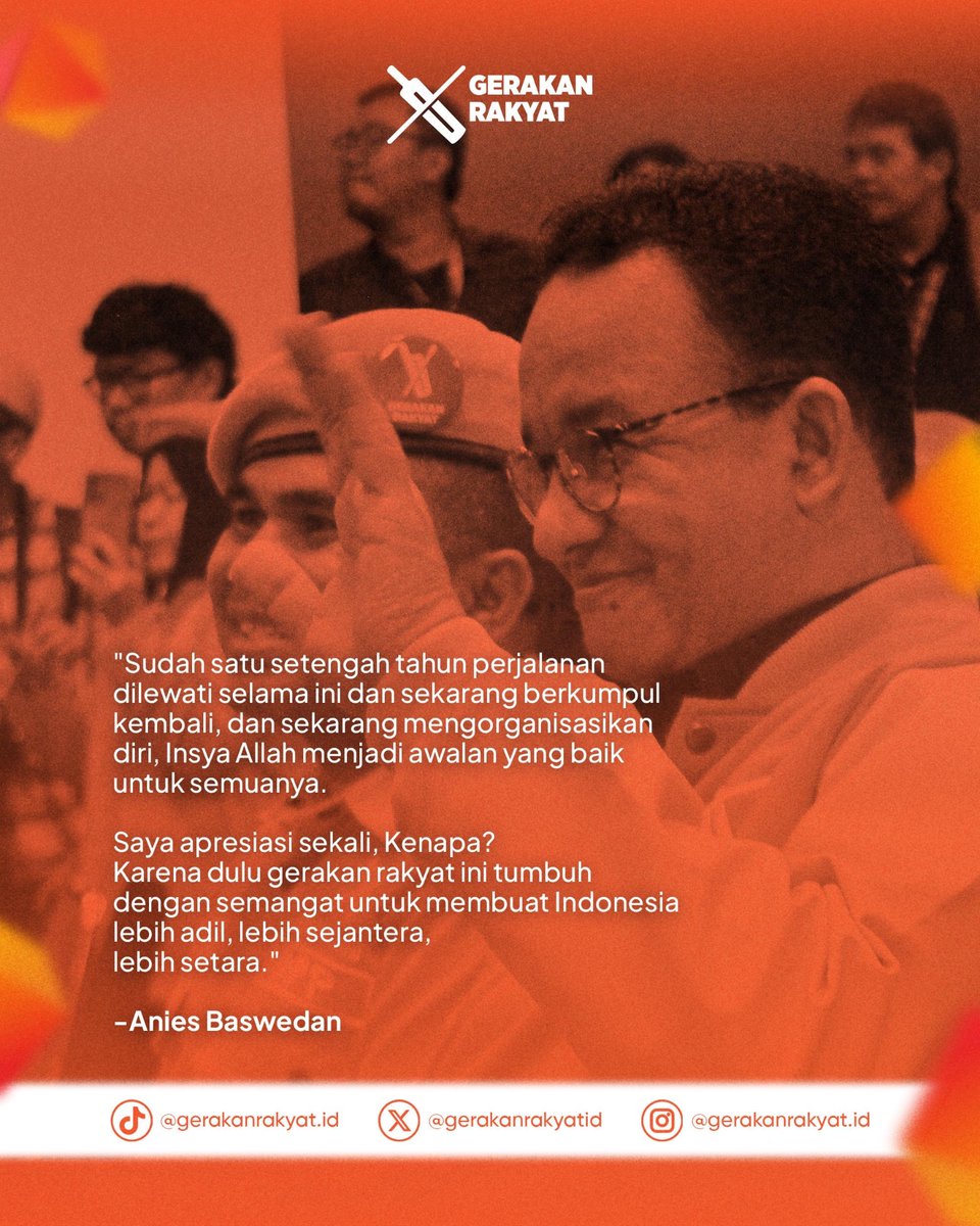 gerakanrakyatid's tweet photo. Alhamdulillah pergerakan kami telah mendapat doa &amp; restu dari Abah @aniesbaswedan 

Siap kembali memperjuangkan semangat dan gagasan perubahan untuk Indonesia yang lebih baik! ✊🏻🔥

#gerakanrakyat #aniesbaswedan #sahrinhamid #gotongroyonguntukindonesia #indonesiamenyala https://t.co/GBANENtYMG