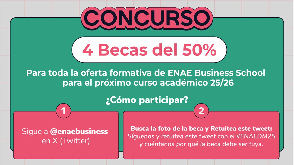 Síguenos y retuitea este tweet con el #ENAEDM25 y cuéntanos por qué la beca debe ser tuya. Mucha suerte a tod@s.