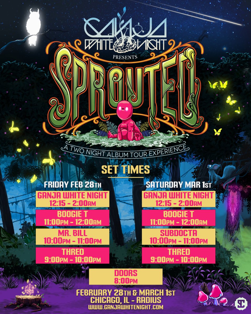 GanjaWhiteNight's tweet photo. SET TIMES FOR THIS WEEKEND!
🌱🥳 https://t.co/h1zJCLChKo