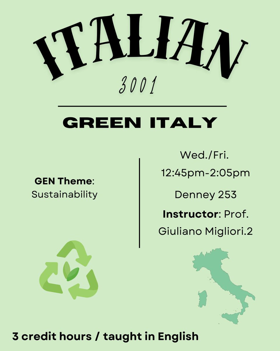 AUTUMN '25 COURSE OFFERING:
Italian 3001; Green Italy

For more information, please visit the link below:
frit.osu.edu/autumn-2025-co…