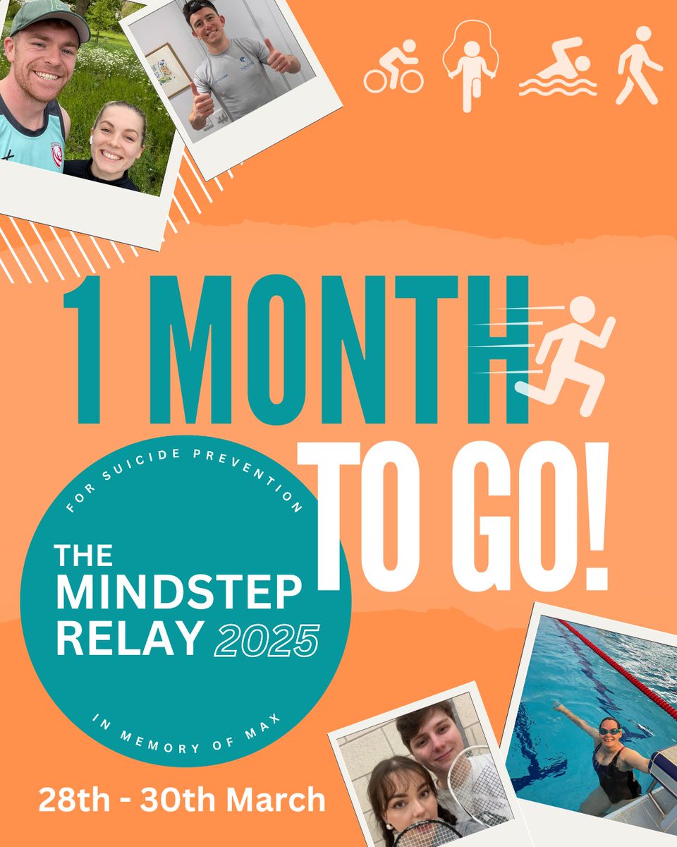 1 Month to the Mindstep Relay! ⏳

From 28-30 March, we’re raising funds for suicide prevention research led by <a href="/suicideresearch/">Rory O'Connor</a>.

Take part for just 1 hour, doing any activity, then pass the virtual baton to keep the relay going all weekend.

Sign up 👉 ow.ly/QrQb50V8zGw