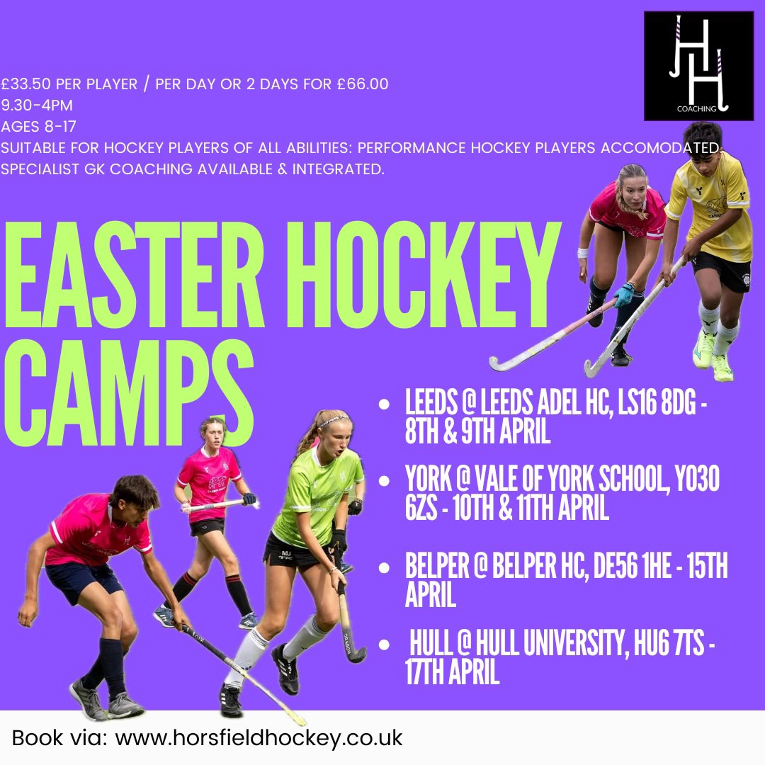 Join us in Hull this Easter ! <a href="/KUHHC/">Kingston Upon Hull Hockey Club</a> <a href="/DriffieldHC/">Driffield HC</a> <a href="/ScarColl_DOS/">Scarborough College Sport</a> <a href="/ScarboroughHC/">Scarborough Hockey</a> <a href="/GrimsbyHC/">Grimsby Hockey Club</a> <a href="/SelbyHighPE/">Selby High PE</a> <a href="/brigghockeyclub/">Brigg Hockey Club</a> <a href="/HymersSport/">Hymers College Sport</a> <a href="/Tranby_school/">Tranby</a> <a href="/tranbysport/">Tranby_Sport</a> ➡️✉️