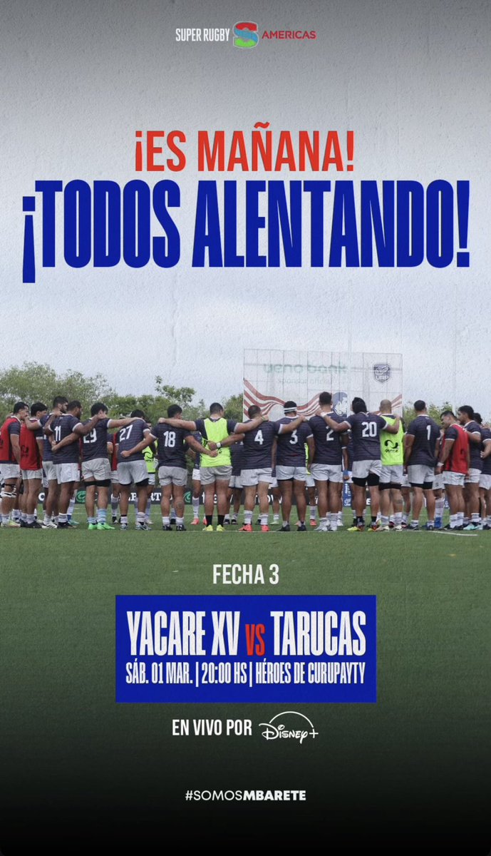 Secretaría Nacional de Deportes (@sndpy) on Twitter photo #Rugby🏉
Los #Yacares🐊 de la <a href="/URugbyPy/">Unión de Rugby del Paraguay</a>🇵🇾 ya están listos para la 3era fecha del @superrugbyamericas.
🗓️01 de Marzo •Yacare XV vs Tarucas Rugby NOA
📍Estadio Héroes de Curupayty
🕗 20:00 h.
#ElDeporteNosUne🤝 #Rugby🏉
Los #Yacares🐊 de la <a href="/URugbyPy/">Unión de Rugby del Paraguay</a>🇵🇾 ya están listos para la 3era fecha del @superrugbyamericas.
🗓️01 de Marzo •Yacare XV vs Tarucas Rugby NOA
📍Estadio Héroes de Curupayty
🕗 20:00 h.
#ElDeporteNosUne🤝