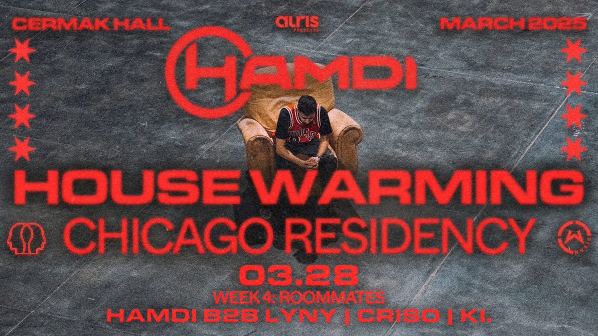 Wardo (@wardoooooh) on Twitter photo 1 Month out from the 1st
<a href="/hamdimusic/">Hamdi</a> b2b <a href="/lynyofficial/">LYNY</a> ‼️❗️‼️
WEEK 4 : ROOMMATES
Support: <a href="/crisosound/">ARTILLERY EP OUT NOW</a> , <a href="/itsdjki/">Ki.</a>
<a href="/AurisPresents/">AURIS 𝗣𝗥𝗘𝗦𝗘𝗡𝗧𝗦</a> <a href="/RadiusChicago/">RADIUS</a> 1 Month out from the 1st
<a href="/hamdimusic/">Hamdi</a> b2b <a href="/lynyofficial/">LYNY</a> ‼️❗️‼️
WEEK 4 : ROOMMATES
Support: <a href="/crisosound/">ARTILLERY EP OUT NOW</a> , <a href="/itsdjki/">Ki.</a>
<a href="/AurisPresents/">AURIS 𝗣𝗥𝗘𝗦𝗘𝗡𝗧𝗦</a> <a href="/RadiusChicago/">RADIUS</a>