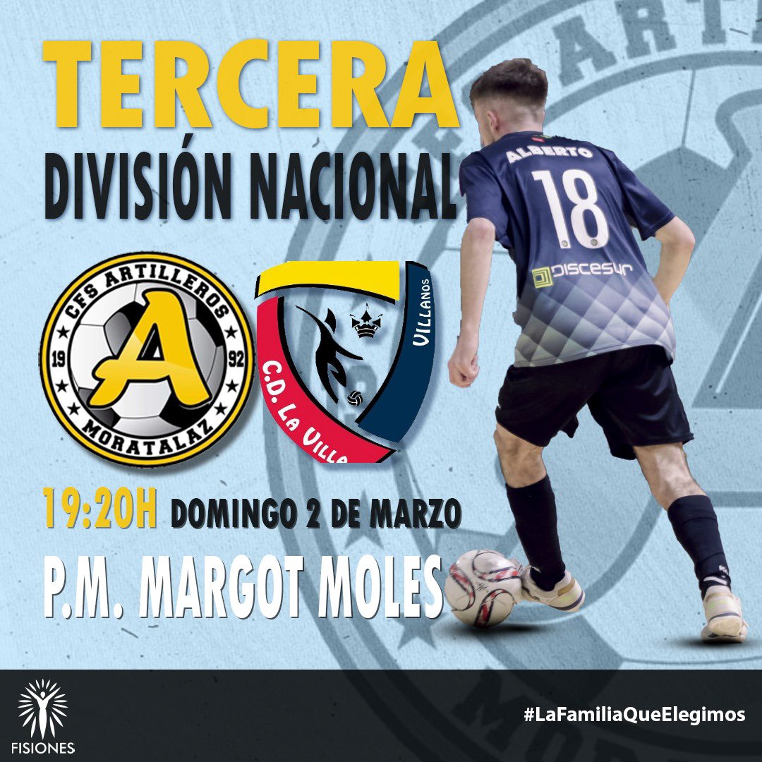 [LIGA]

🗓️ Jornada 20 Tercera División
🕢 Domingo 2️⃣ mar 19:20h
🏟️ P. M. Margot Moles
  <a href="/LaVillaMostoles/">La Villa Móstoles FS</a> 

¡Vamos a volver al +3 equipo! ⚽️
