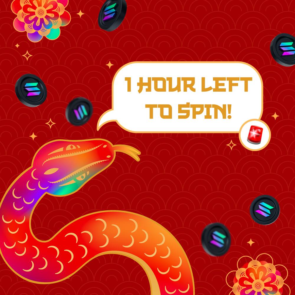 1 HOUR REMINDER!

Last chance to use your SOL to win prizes AND rack up your raffle tickets for the final big-ticket prize of 100 SOL! 🥳

The Mega Toy Machine event sponsored by @solflare_wallet officially ends at 5 pm UTC today.

The raffle will trigger immediately after!