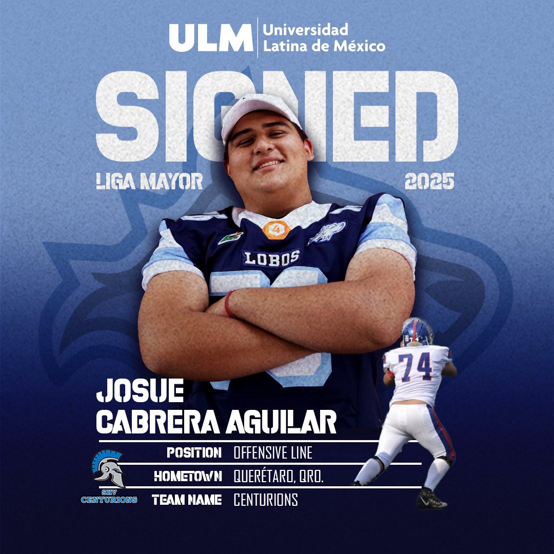 LobosULM_FBA's tweet photo. RECRUITMENT 2025 🏈

Les presentamos a Josue Cabrera, quien se integra al programa de Liga Mayor para estudiar la licenciatura en Dirección Empresarial, proveniente de @centurionsfootball … ¡bienvenido a la manada! 💙🐺🩵

PROTECT • THE • TEAM

#GoLobos https://t.co/lETXSw2HLZ