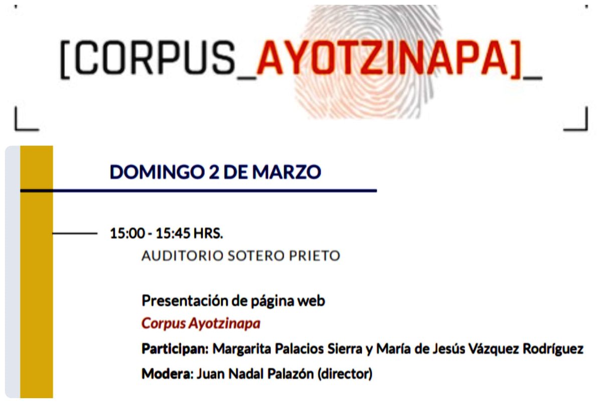 ¡No te pierdas la presentación de CORPUS AYOTZINAPA 🌐

🔗Para más información, consulta: investigacion.politicas.unam.mx/corpus-ayotzin…

#RelatamosAlMundo 🌎 #RadioUNAM 96.1 FM 📻