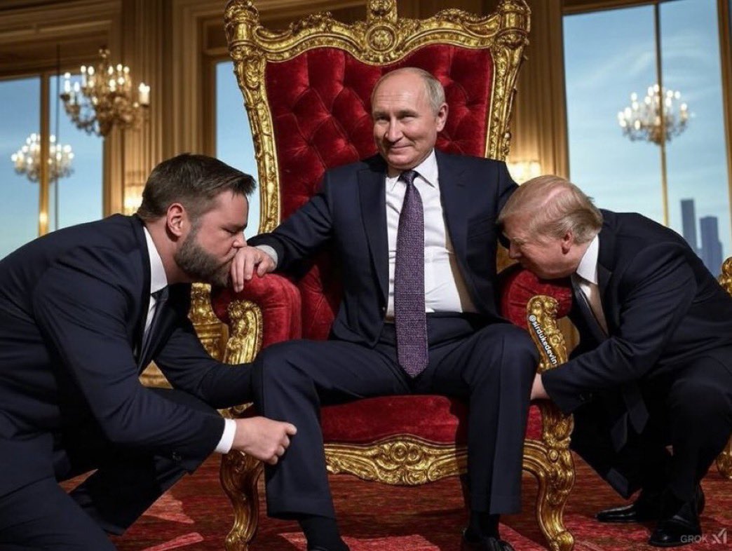 TAFORU's tweet image. After disrespecting Zelensky, the leader of Ukraine in it’s existential battle against Russia, during this shit show in the Oval Office, any doubters that D☭ИOld tЯUmp &amp;amp; JV D☭nce are active agents of a hostile power, may head for the exits now. #PutinsPuppets 🇺🇸🇺🇦
#SlavaUkraine…