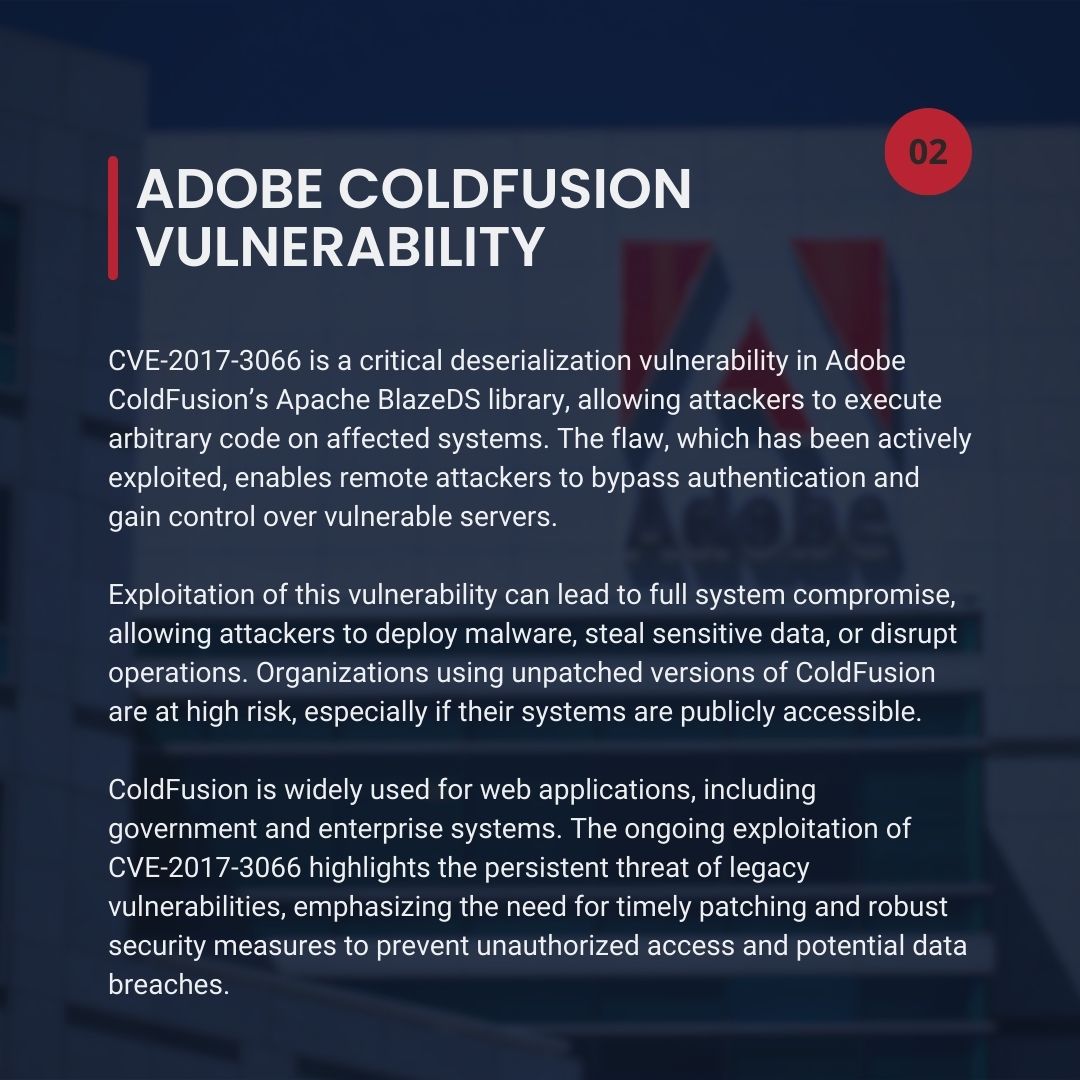 ThreatHunter_AI's tweet image. 📰 This week&apos;s cybersecurity recap includes the Adobe ColdFusion vulnerability, the DISA data breach, and the Oracle Agile PLM vulnerability. Stay informed and protect your data.

#CyberSecurity #DataBreach #VulnerabilityAlert #StaySecure