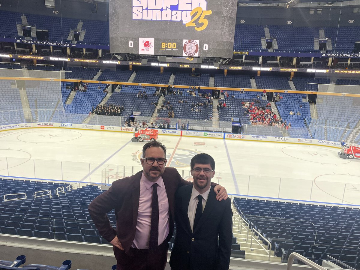 Getting ready for a big day of high school hockey at KeyBank Center! <a href="/CoachCrozier/">Richard Crozier</a> and I are on the call for the Niagara Cup (St. Joe’s - St. Francis) at 3 PM and the Section VI D-II Final (Will North vs Will East) at 8 PM on <a href="/NFHSNetwork/">NFHS Network</a>! <a href="/WNYAthletics/">WNY Athletics</a> <a href="/wnyfedhockey/">Section VI Hockey</a>