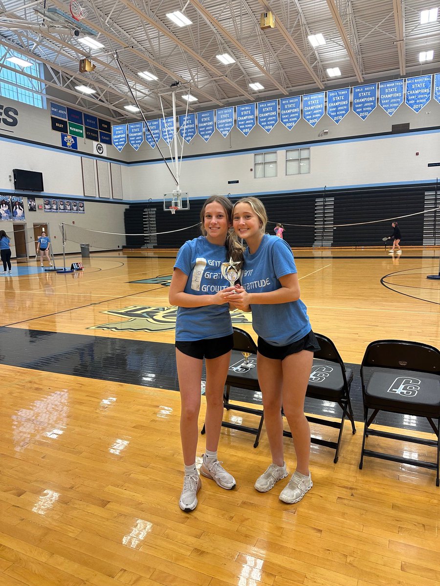 SaintJoeSports's tweet photo. Girl’s PE has finished this year’s Badminton Tournament.  Congratulations to the winners! Maggie J. and Lia B., Eliza S. and Leighton S., and Sofia N. and Mia P. https://t.co/xwjwU4IBQw