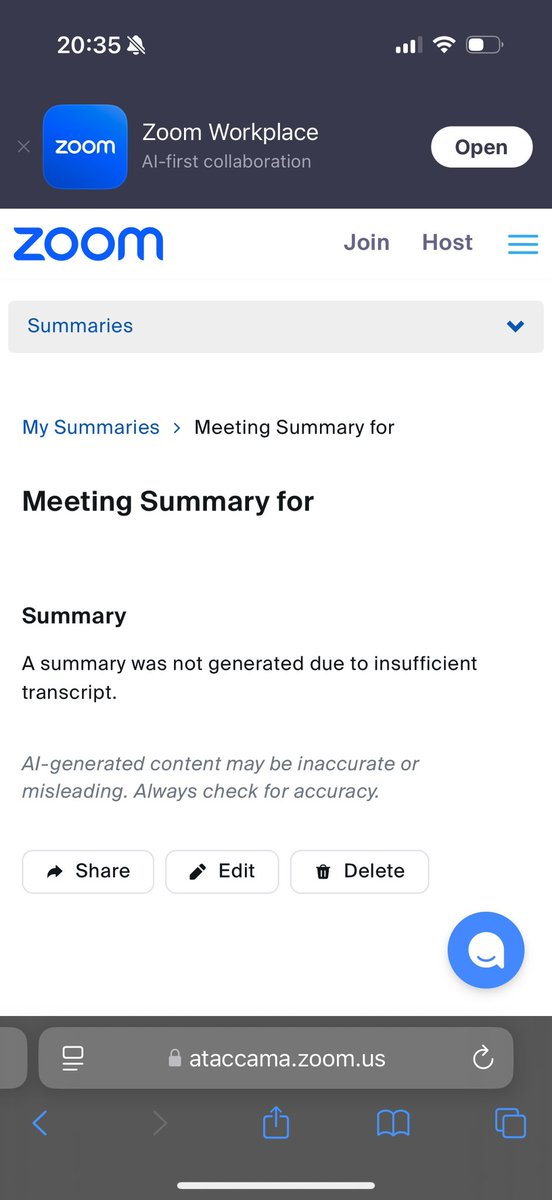 Tak me dneska pri nataceni dalsiho <a href="/czpodcast/">czpodcast</a>  o AI <a href="/tkubica/">Tomáš Kubica</a> namlsal, ze jsem si zapnul transcript 4h zoom callu, abych dostal summary workshopu. Zoom call nebyl potreba, vsichni byli osobne. No a takhle to dopadlo 🤷‍♂️