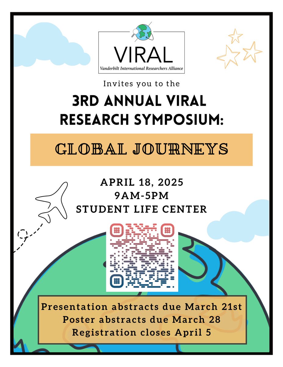 Vanderbilt International Researchers Alliance (@vandy_viral) on Twitter photo We are thrilled to invite you to the 2025 Annual VIRAL #Research #Symposium. Registration is open now redcap.link/lgcrd0af A generous travel award for all winners. See the important deadlines below. Join us to network, share your career experiences, and support <a href="/Vandy_VIRAL/">Vanderbilt International Researchers Alliance</a> We are thrilled to invite you to the 2025 Annual VIRAL #Research #Symposium. Registration is open now redcap.link/lgcrd0af A generous travel award for all winners. See the important deadlines below. Join us to network, share your career experiences, and support <a href="/Vandy_VIRAL/">Vanderbilt International Researchers Alliance</a>