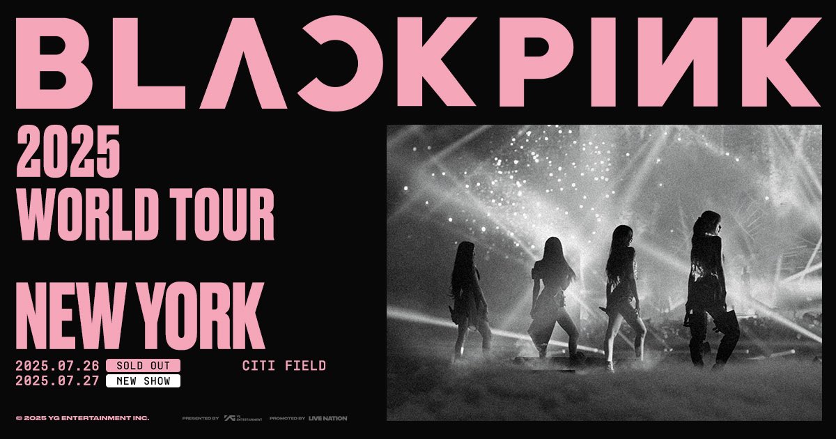 BLΛƆKPIИK 2025 World Tour 🖤💗 BLACKPINK is heading to Citi Field on July 26th AND July 27th! Tickets for the second show are on sale now!

Buy Tickets Now➡️ ticketmaster.com/event/1D006259…