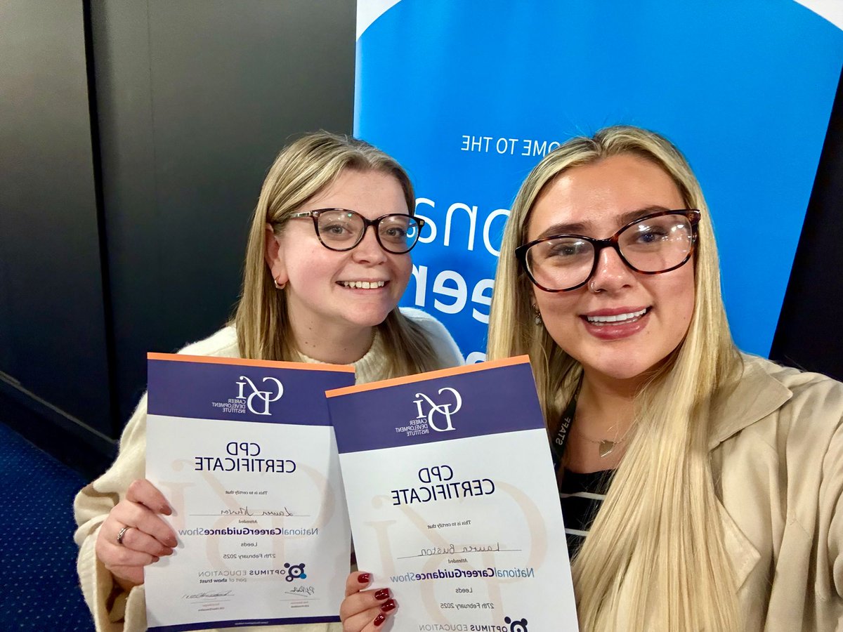 Mrs Johnson and Miss Buston were in Leeds this week at the National Career Guidance Show. They learned how to lean into AI with career guidance, about new developments in technical qualifications, and how to change attitudes in schools towards male dominated industries.