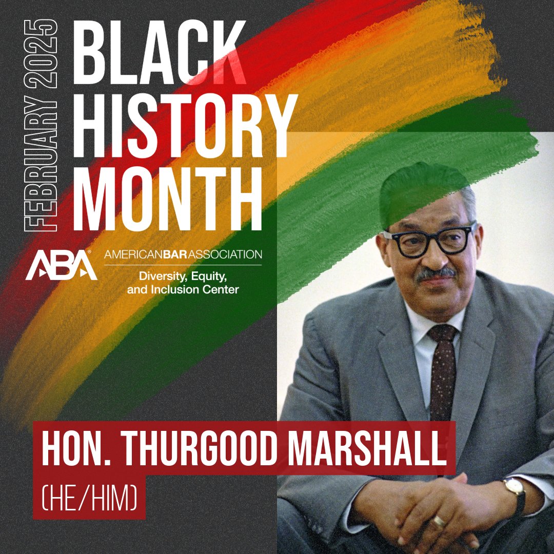Today for #BHM we recognize Hon. Thurgood Marshall, civil rights lawyer and Associate Justice for the U.S. Supreme Court from 1967-1991. He was the first African American U.S. Supreme Court Justice, appointed by Lyndon B. Johnson.

More info: ambar.org/diversity