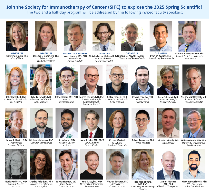 The Spring Scientific is almost here and will take place on March 12–14, 2025. #SITC will bring the brightest minds and next generation of leaders together to explore promising #science and develop novel opportunities to address these challenges. Register: go.sitcancer.org/4fupoc0