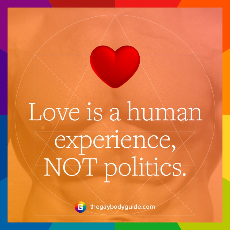 Love is a human experience, NOT POLITICS. ⚖️ What will it take for empathy to rise? 🕊️ Share this! 🏳️‍🌈 thegaybodyguide.com
#gayisok #equalitynow #noh8 #gay #queer #gbtq #lgbtqia #translivesmatter