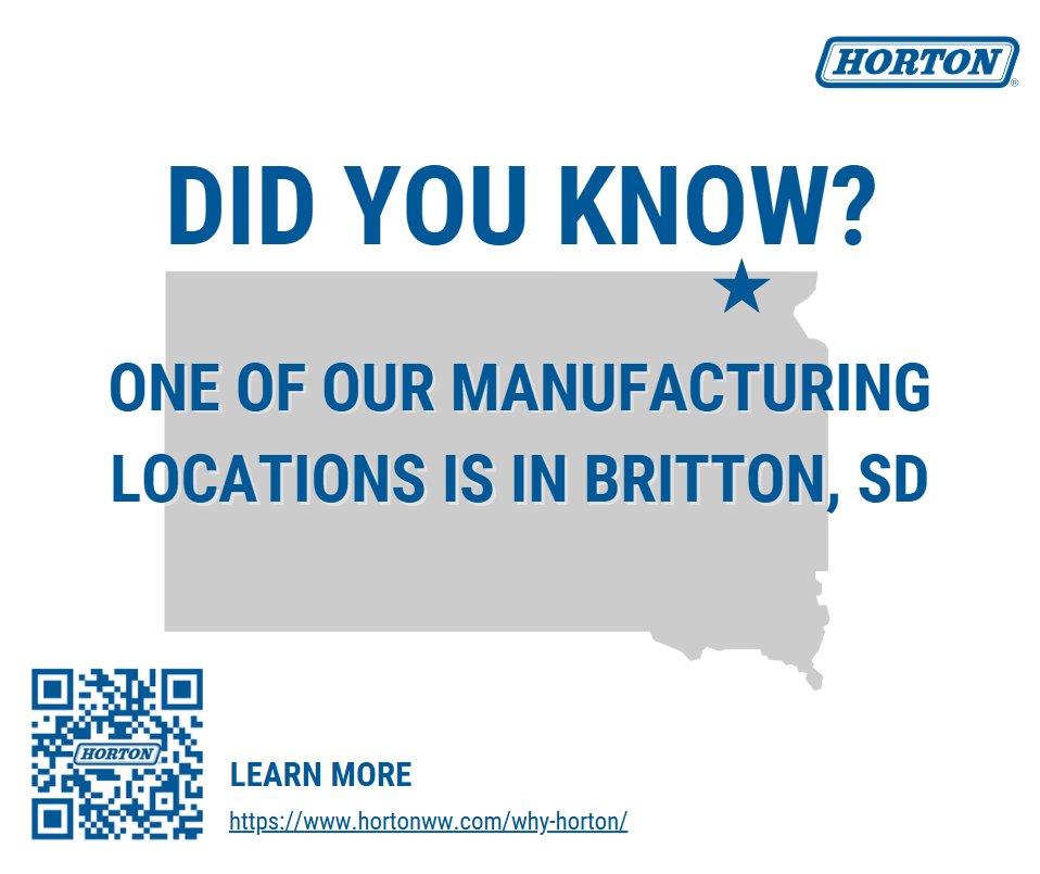 Did you know? 🧐 One of Horton’s manufacturing locations is in Britton, SD! This small town is home to big innovation in engine cooling technology. #FunFactFriday #HortonCooling #MadeInBritton #Hortoninc