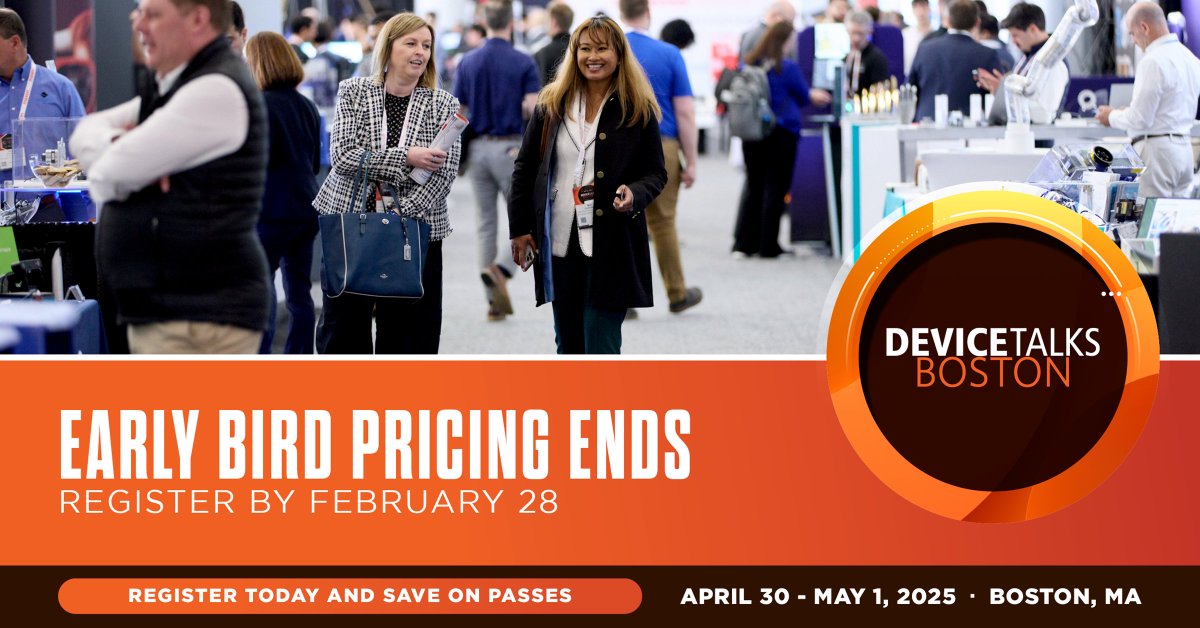🚨 Last chance! Early Bird pricing for DeviceTalks Boston is ending soon!
Don’t miss your opportunity to save on the premier event for MedTech engineers, executives, and innovators. 
Prices go up after TODAY, so lock in your spot today!
🔗 Register now: bit.ly/3DgesAB