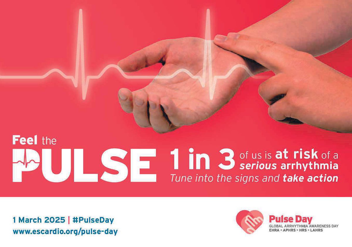 Vassil Traykov (@traykovvassil) on Twitter photo Tomorow is PulseDay, a great initiative by #EHRA and #ESC to raise awareness about rhythm abnormalities and their impact and potential complications.
Masure your pulse! See a physician, we are here to help!
#PulseDay2025
<a href="/EHRAPresident/">EHRAPresident</a> <a href="/escardio/">European Society of Cardiology</a> <a href="/worldheartfed/">World Heart Federation</a> Tomorow is PulseDay, a great initiative by #EHRA and #ESC to raise awareness about rhythm abnormalities and their impact and potential complications.
Masure your pulse! See a physician, we are here to help!
#PulseDay2025
<a href="/EHRAPresident/">EHRAPresident</a> <a href="/escardio/">European Society of Cardiology</a> <a href="/worldheartfed/">World Heart Federation</a>
