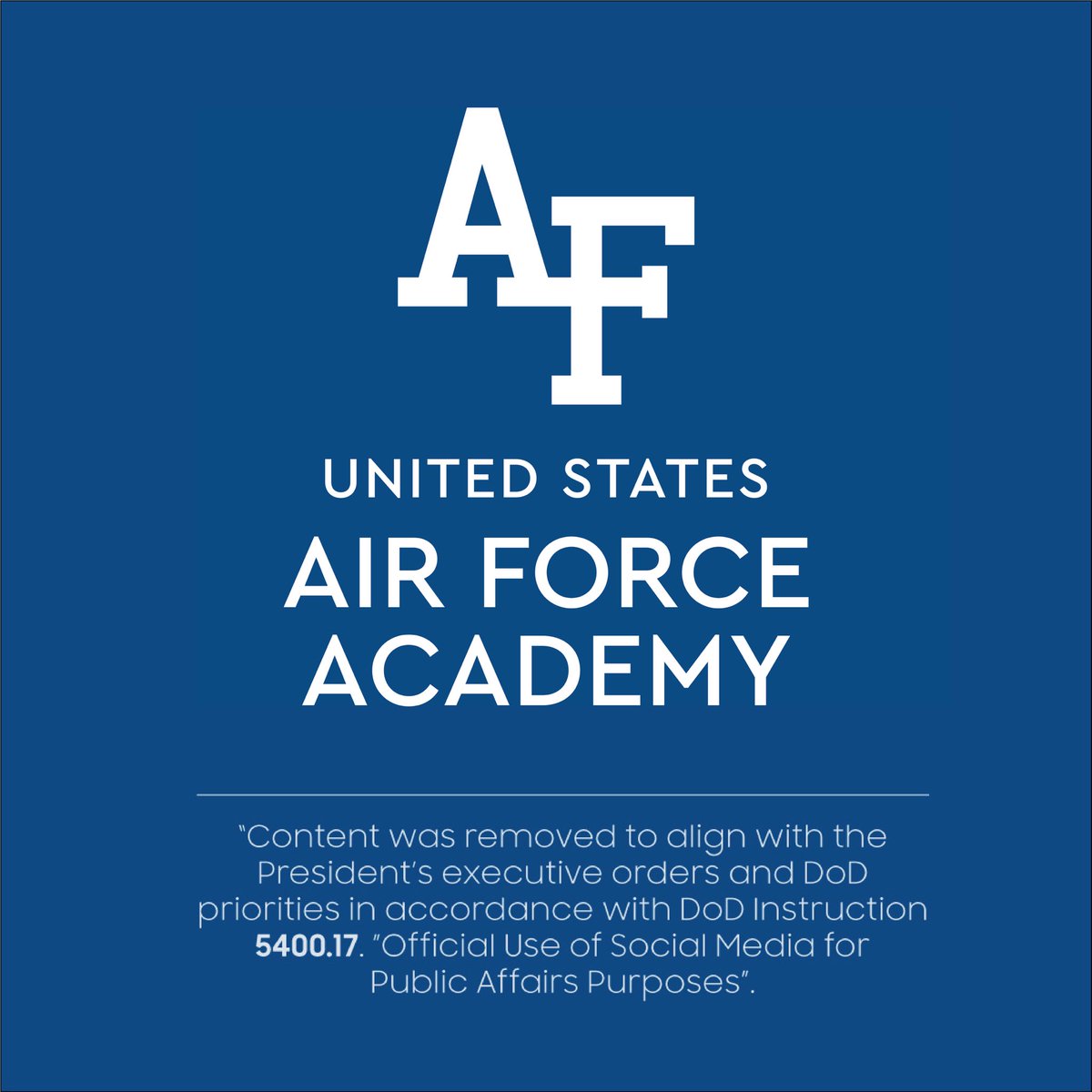 Content was removed to align with the President’s executive orders and DoD priorities in accordance with DoD Instruction 5400.17, “Official Use of Social Media for Public Affairs Purposes.”