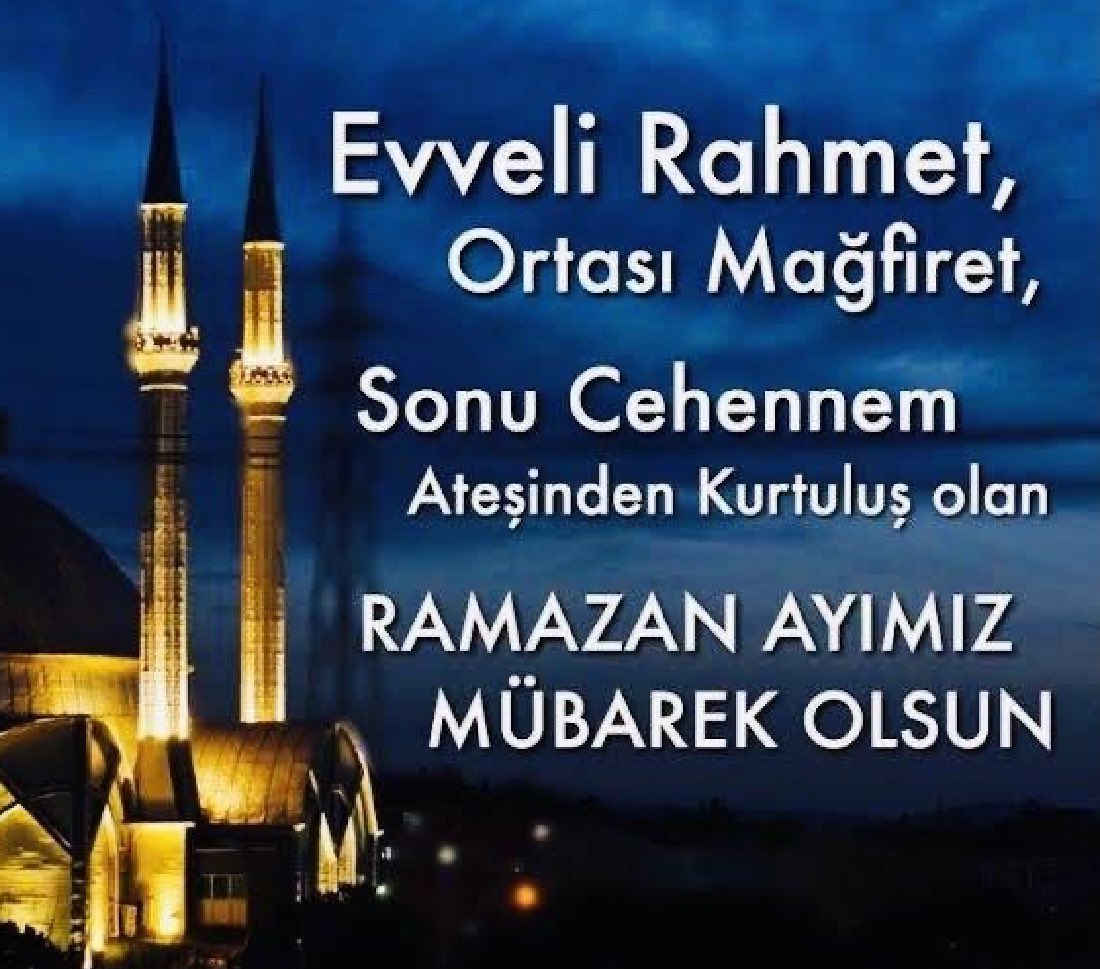 Ey iman edenler! Allah'a karşı gelmekten sakınmanız için oruç,sizden öncekilere farz kılındığı gibi,size de farz kılındı.(Bakara/183)
Başı rahmet,ortası mağfiret,sonu cehennem azabından kurtuluş olan Ramazan Ayı bizi mübarek kılsın.Rabbim İbadetlerimizi ve dualarımızı kabul etsin