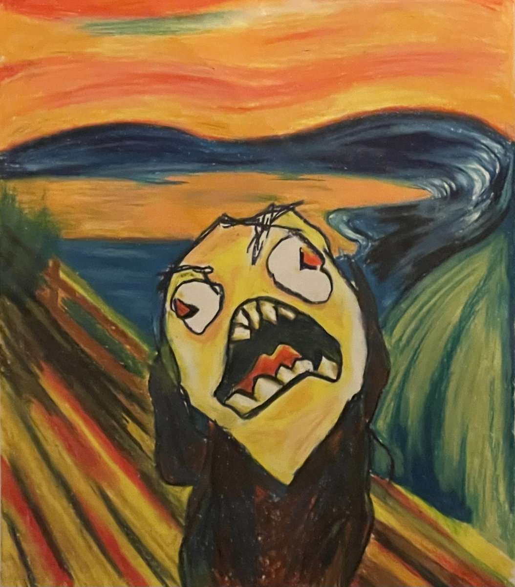 Saunatar's tweet photo. Ragepastissi huuto maalauksesta. #TheScream #huuto #pastissi #ffffuuuu https://t.co/1JblGE6j59