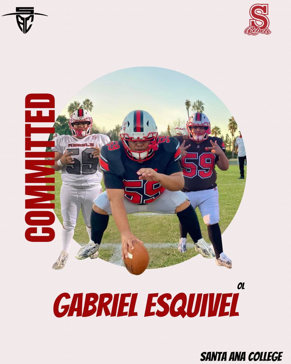 OL-Gabriel Esquivel will be playing college football at Santa Ana College #WeRebel
