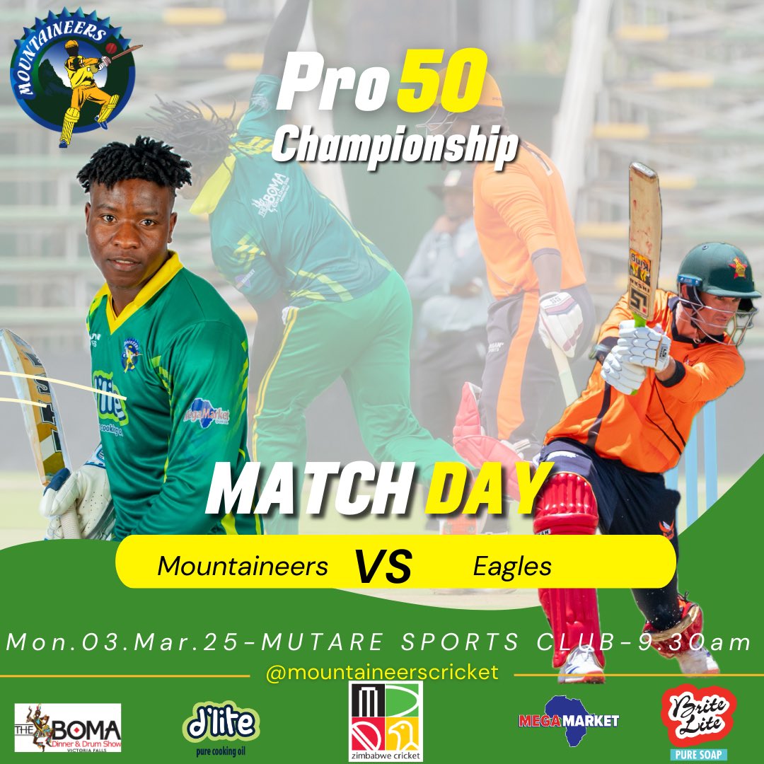 IT'S MATCH DAY!

Monday, March 3rd, 2025, is here!

Come out and support your team, Mountaineers, as we take on Eagles in the Pro50 Championship match.