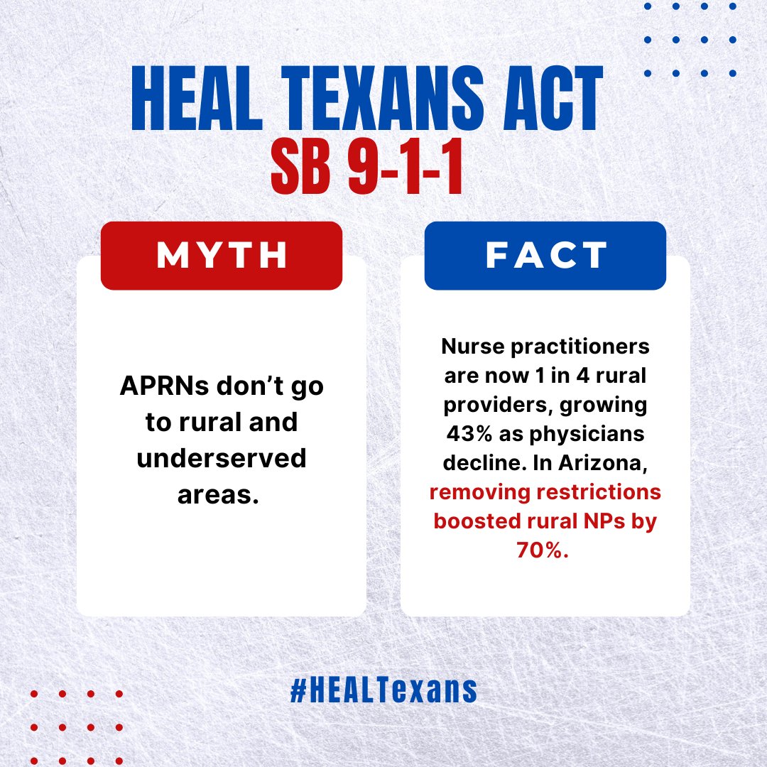 Rural Texas needs more healthcare providers—APRNs are stepping up. The HEAL Texans Act, SB 9-1-1, removes barriers so they can do even more. #HEALTexas #txlege