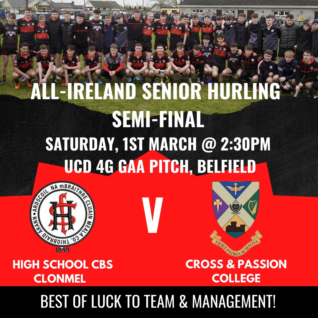 Best of luck to all our members representing <a href="/hsclonmelcbs/">High School Clonmel- an Edmund Rice School</a>