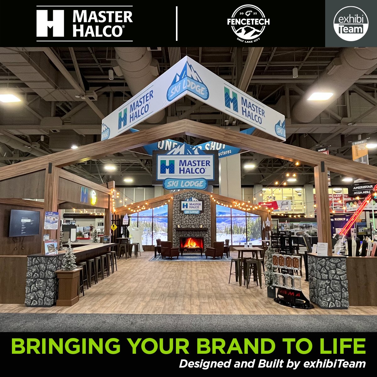 Award-winning ! 🏆 <a href="/MasterHalcoCorp/">Master Halco</a>'s  FenceTech 2025 booth won 'Best in Show – Island Booth!' 

ExhibiTeam brought this space to life with SG light boxes, a real foam stone fireplace, and a dynamic video display. 

Proud to see it shine in Salt Lake City! 

#BestInShow #Exhibits