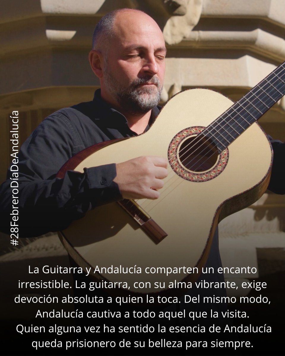 ManuelAlgiva's tweet photo. 🌿🎶 FELIZ DÍA DE ANDALUCÍA 

La guitarra y Andalucía comparten un encanto irresistible. La guitarra, con su alma vibrante, exige devoción absoluta a quien la toca. Del mismo modo, Andalucía cautiva a todo aquel que la visita.   

#DíaDeAndalucía #AndalucíaEterna #OrgulloAndaluz https://t.co/7hrL4oibSe