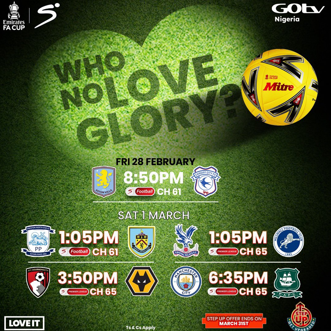 phisco_'s tweet photo. Enjoy all the actions from La-Liga to the serie A to the English Premier League on GOtv channels 61, 64, 64 and 65.
You can even upgrade to the next package for a higher level at no extra cost, Offer ends by March 2025.

#GotvStepUp
#StepUpWithGOtv https://t.co/Jdl1sAyt3Q