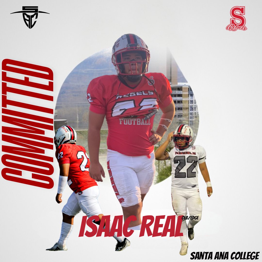OLB/Edge Isaac Real will be playing college football at Santa Ana College #WeRebel