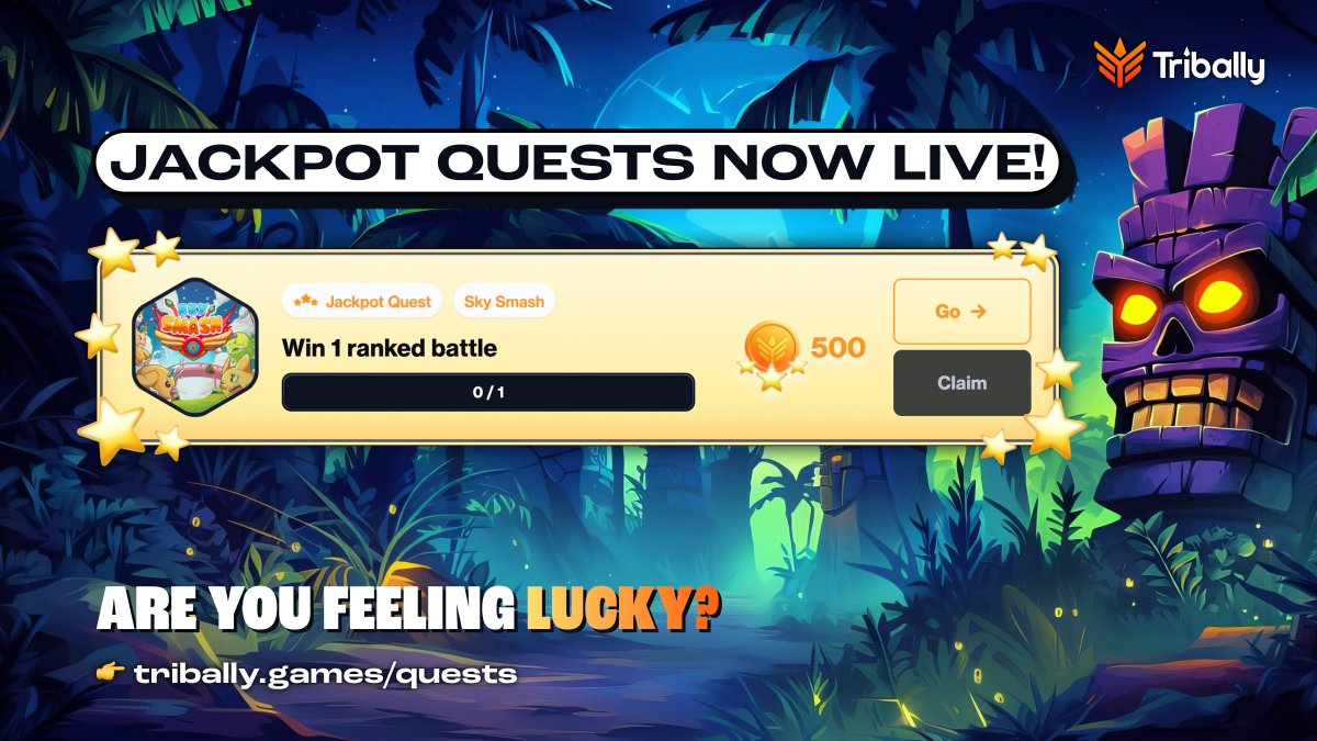 New on Tribally 🎉

We're spicing things up with ⭐️JACKPOT QUESTS⭐️

Every day, 10 lucky Tribally users receive a special quest with massive rewards!

Check your Quests page to see if today's your lucky day!
