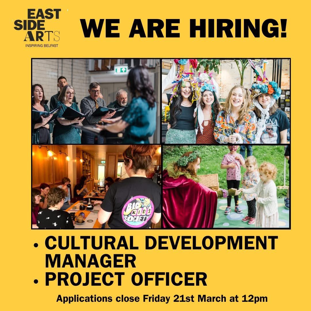 📣We are hiring for two exciting roles in EastSide Arts📣

🌟Cultural Development Manager
🌟Project Officer

🔗eastsidepartnership.com/recruitment

Closing dates for applications is Friday 21st March at 12pm.