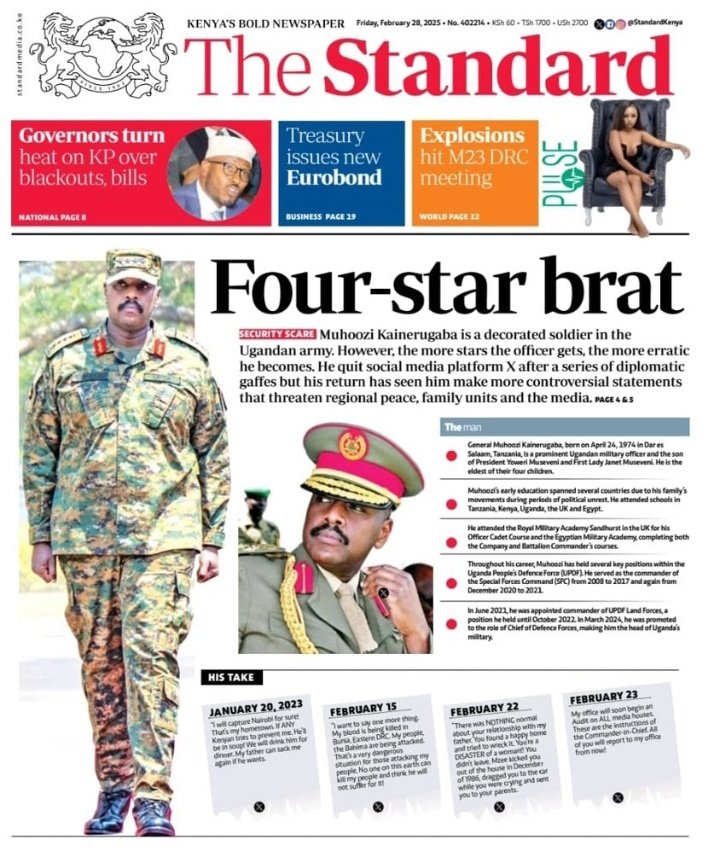 aurials's tweet photo. @mkainerugaba @StandardKenya Dear Chief of Uganda Defense Forces, @MODVA_UPDF Uganda is not personal property. It's vital to prioritize public relations.
In Kenya, we value and uphold freedom of speech and democracy as fundamental pillars of our society. https://t.co/ArsX1PXous